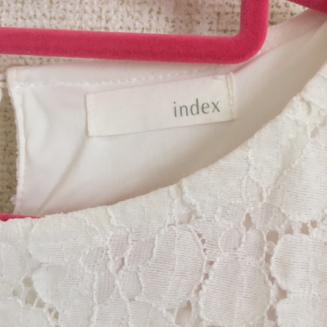 INDEX(インデックス)のインデックス 花柄 レース トップス カットソー ブラウス オフィス 白 レディースのトップス(カットソー(長袖/七分))の商品写真