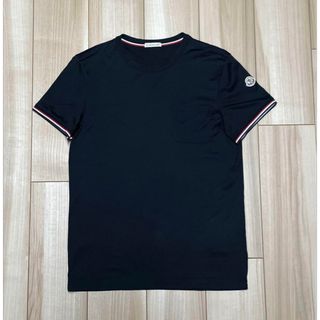 モンクレール(MONCLER)の［新品同様］モンクレール　トリコロール　ブラックTシャツ(Tシャツ/カットソー(半袖/袖なし))