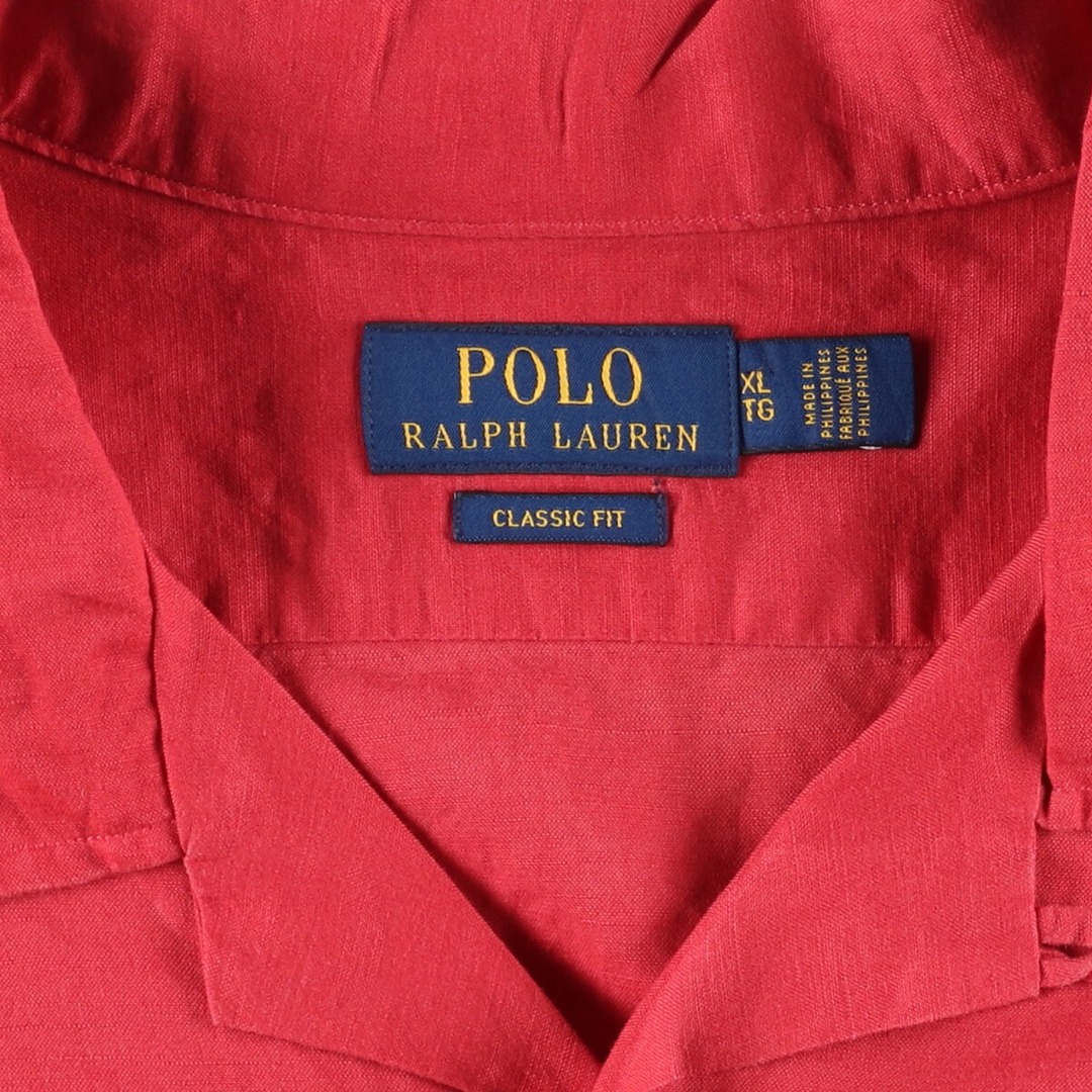 Ralph Lauren(ラルフローレン)の古着 ラルフローレン Ralph Lauren POLO RALPH LAUREN CLASSIC FIT 半袖 オープンカラー リネンシャツ メンズXL /eaa441651 メンズのトップス(シャツ)の商品写真