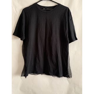 ザラ(ZARA)のZARA tシャツ 半袖　黒　ブラック　スケ感(Tシャツ(半袖/袖なし))