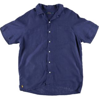 ラルフローレン(Ralph Lauren)の古着 ラルフローレン Ralph Lauren POLO RALPH LAUREN 半袖 オープンカラー リネンシャツ メンズL /eaa441652(シャツ)