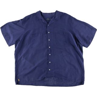 ラルフローレン(Ralph Lauren)の古着 ビッグサイズ ラルフローレン Ralph Lauren POLO RALPH LAUREN 半袖 オープンカラー リネンシャツ メンズXXXL /eaa441655(シャツ)