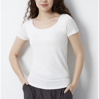 ユニクロ(UNIQLO)のユニクロ　エアリズム　シルクブレンド　リブブラTシャツ（半袖）XXL(Tシャツ(半袖/袖なし))
