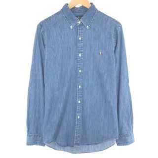 ラルフローレン(Ralph Lauren)の古着 ラルフローレン Ralph Lauren SLIM FIT スリムフィット 長袖 ボタンダウンデニムシャツ メンズL /eaa446505(シャツ)