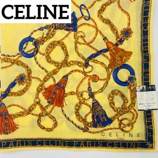 セリーヌ(celine)の未使用品 ★CELINE★ ハンカチ 大判 タッセル チェーン リング イエロー(ハンカチ)