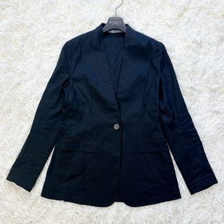 セオリーリュクス(Theory luxe)の美品 セオリーリュクス ノーカラージャケット リネン ブラック 36(ノーカラージャケット)