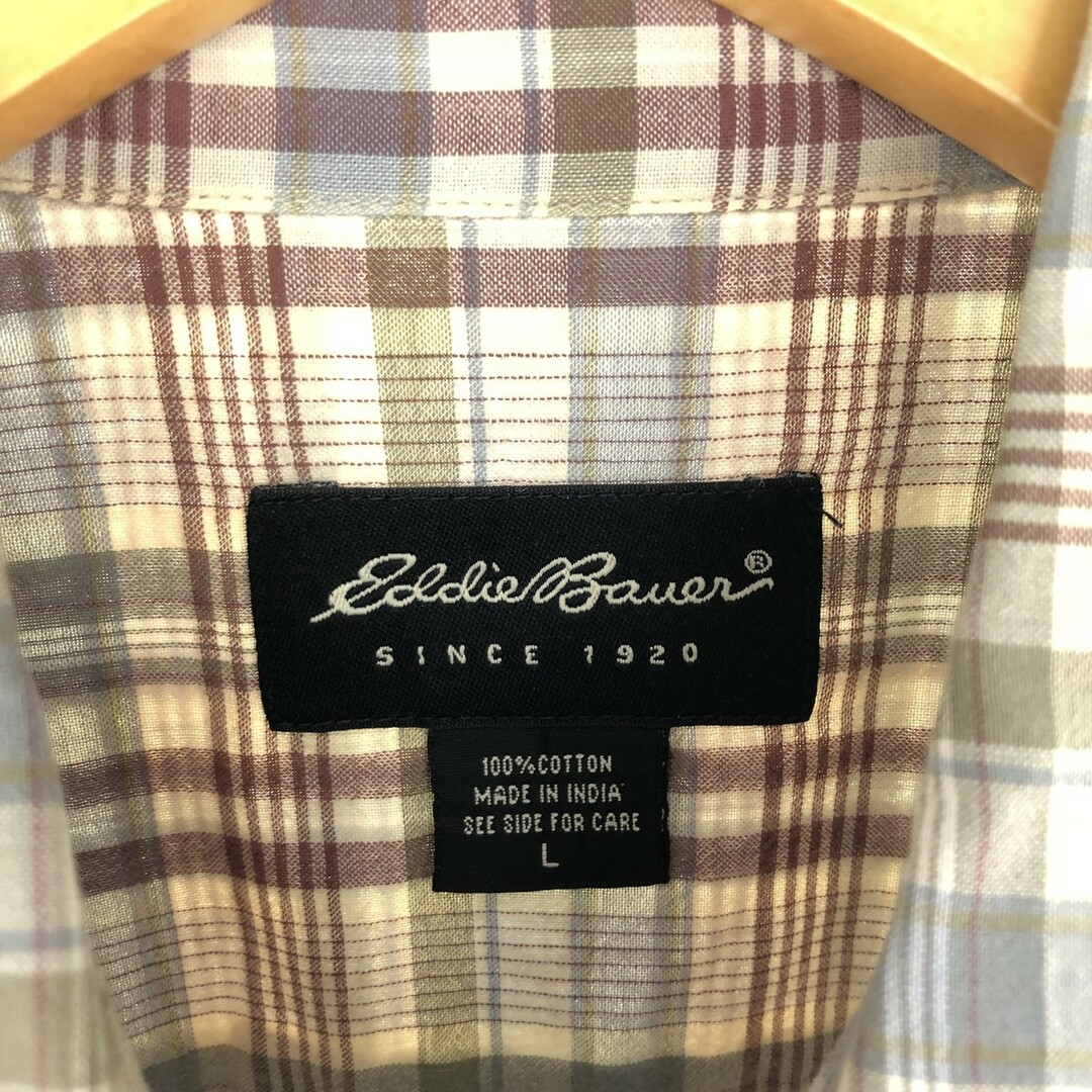 Eddie Bauer(エディーバウアー)の古着 エディーバウアー Eddie Bauer 半袖 ボタンダウン チェックシャツ メンズL /eaa441442 メンズのトップス(シャツ)の商品写真