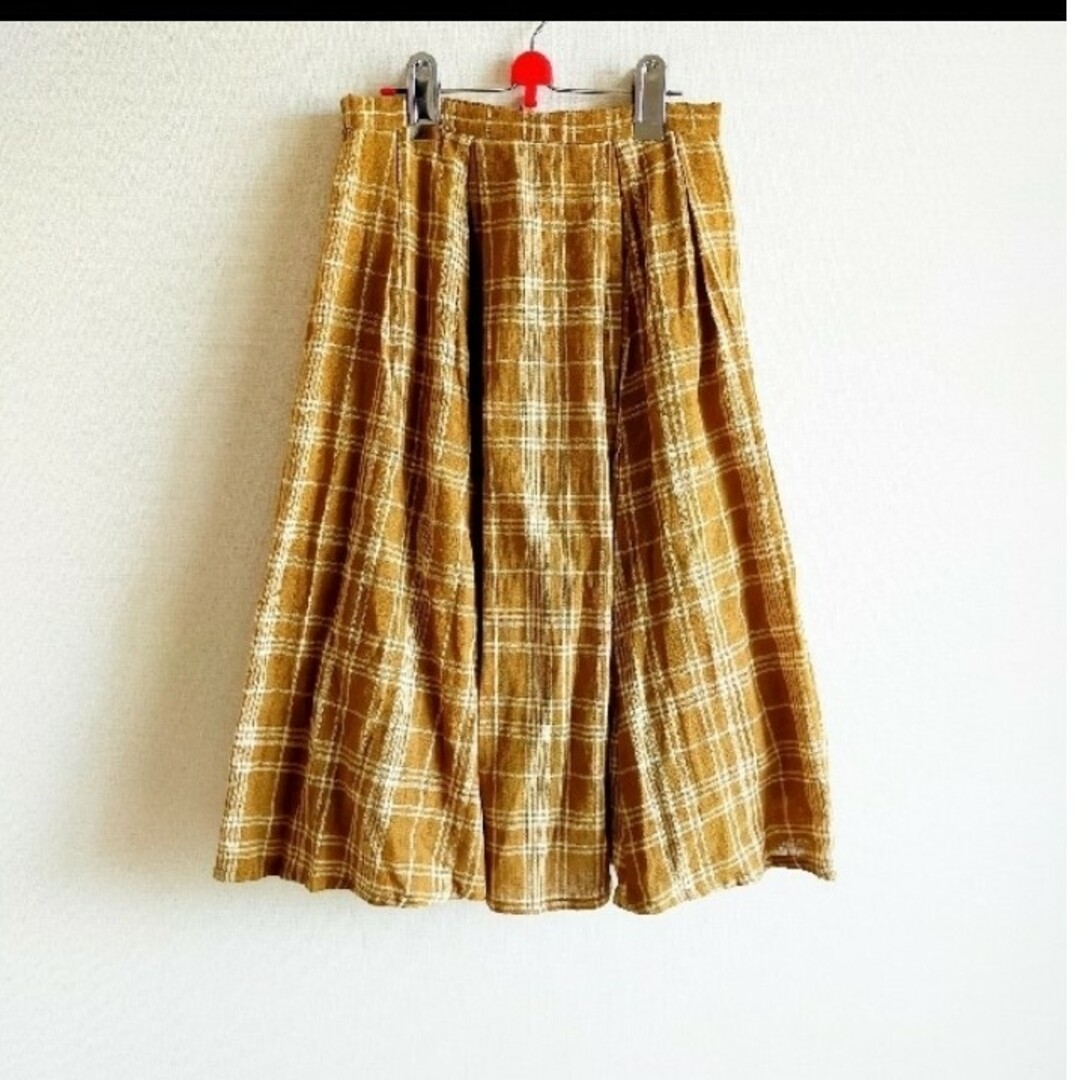 ●tocotoco　ブラウン　チェック　スカート　フレアスカート　春夏 レディースのスカート(ロングスカート)の商品写真