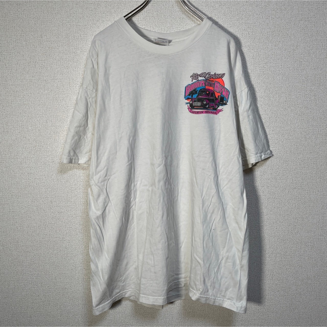 Hanes(ヘインズ)の【ヘインズ】Tシャツ　アメ車　クラシックカー　白T　ネバダ　バックプリント F9 メンズのトップス(Tシャツ/カットソー(半袖/袖なし))の商品写真