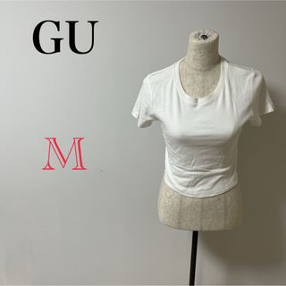 ジーユー(GU)の【GU】レディース　古着　シャツ　ブラウス　カットソー　ホワイト　無地(Tシャツ(半袖/袖なし))