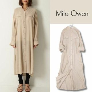 Mila Owen - ミラオーウェン ソフトロングシャツワンピース M ストライプ シアー 羽織り 春