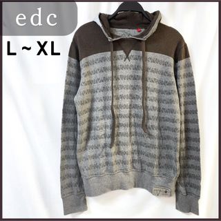 edc パーカー L～XL ボーダー フーディ プルオーバー 長袖 メンズ(パーカー)