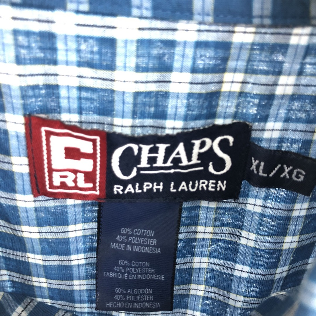 Ralph Lauren(ラルフローレン)の古着 90年代 ラルフローレン Ralph Lauren CHAPS チャップス 半袖 ボタンダウン チェックシャツ メンズXL ヴィンテージ /eaa441454 メンズのトップス(シャツ)の商品写真