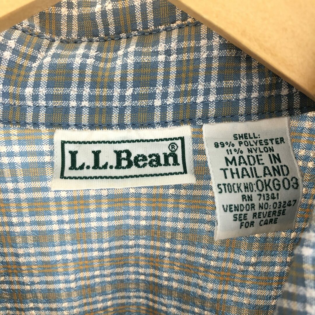 L.L.Bean(エルエルビーン)の古着 90年代 エルエルビーン L.L.Bean シアサッカー 半袖 チェックシャツ メンズL ボックスシャツ /eaa441455 メンズのトップス(シャツ)の商品写真