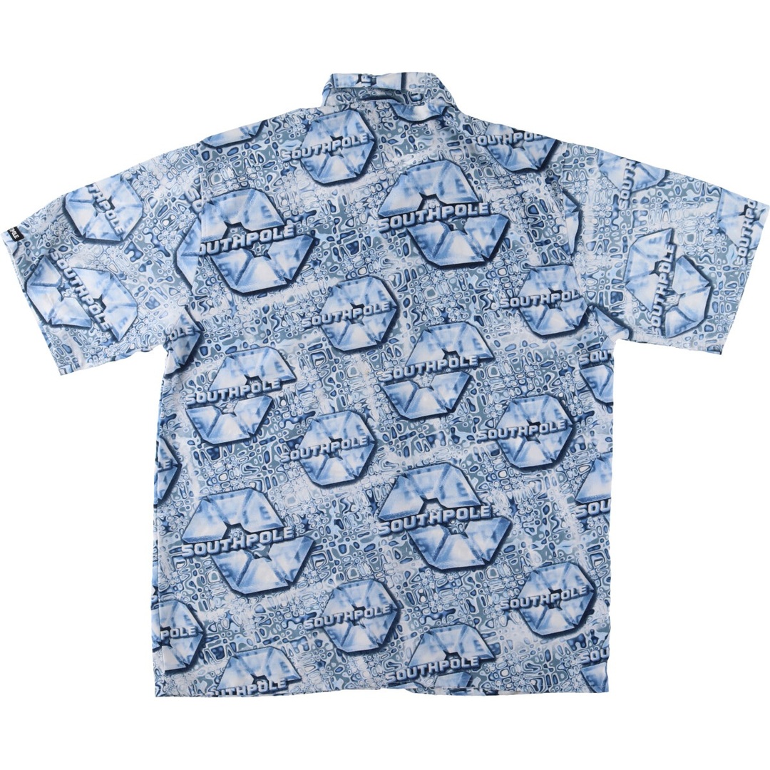 古着 サウスポール SOUTH POLE 総柄 半袖 オープンカラー ポリシャツ メンズM /eaa441628 メンズのトップス(シャツ)の商品写真