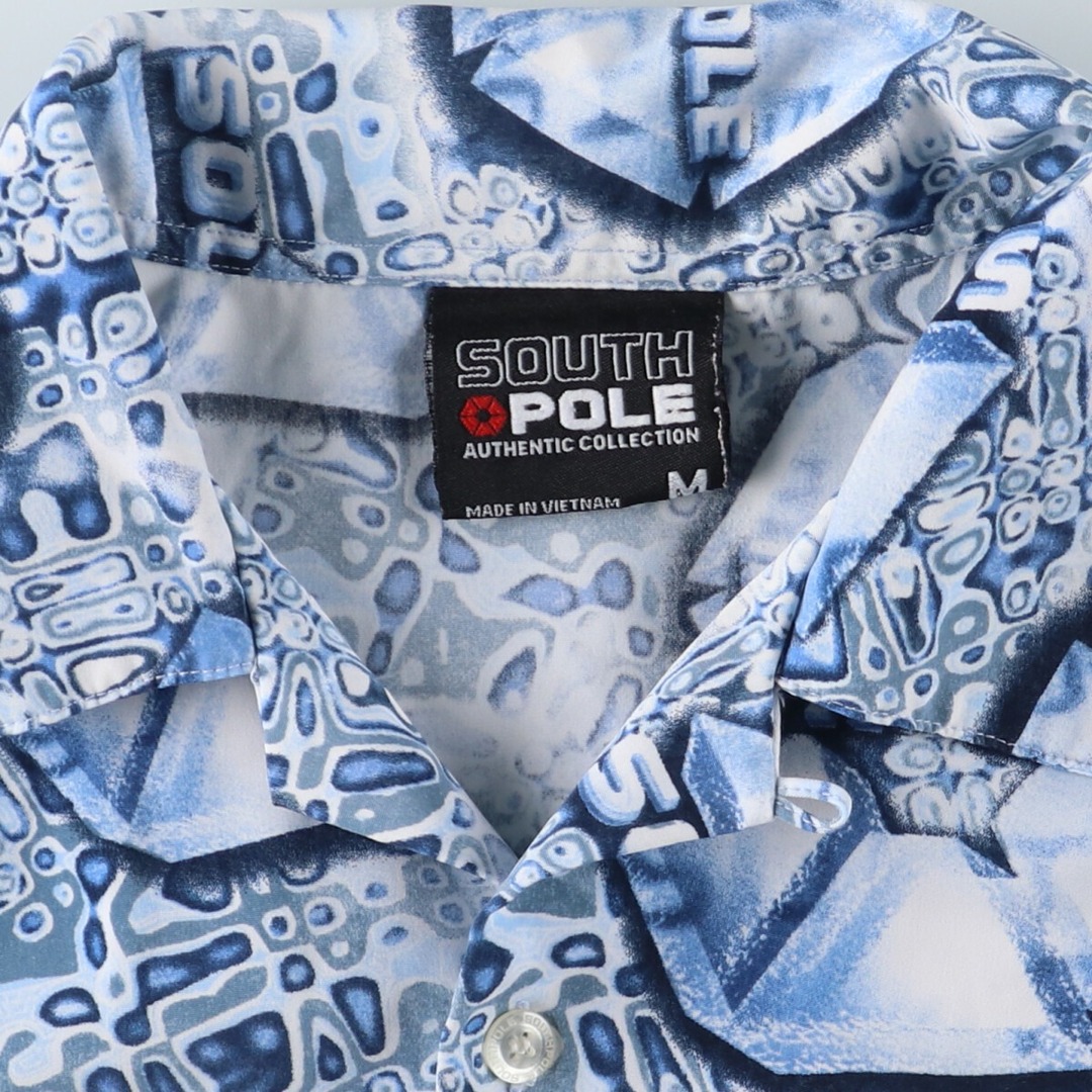 古着 サウスポール SOUTH POLE 総柄 半袖 オープンカラー ポリシャツ メンズM /eaa441628 メンズのトップス(シャツ)の商品写真
