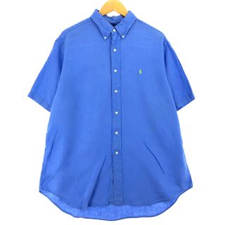 ラルフローレン(Ralph Lauren)の古着 ラルフローレン Ralph Lauren CLASSIC FIT クラシックフィット 半袖 リネン ボタンダウンシャツ メンズXL /eaa446307(シャツ)