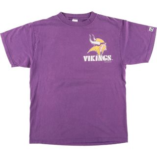 古着 90年代 LOGO 7 INC NFL MINNESOTA VIKINGS ミネソタバイキングス ロゴTシャツ USA製 メンズL ヴィンテージ /eaa431651(Tシャツ/カットソー(半袖/袖なし))