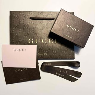 グッチ(Gucci)のGUCCI グッチ ショッパー 紙袋・空箱・リボン セット ブラウン GG柄(ショップ袋)