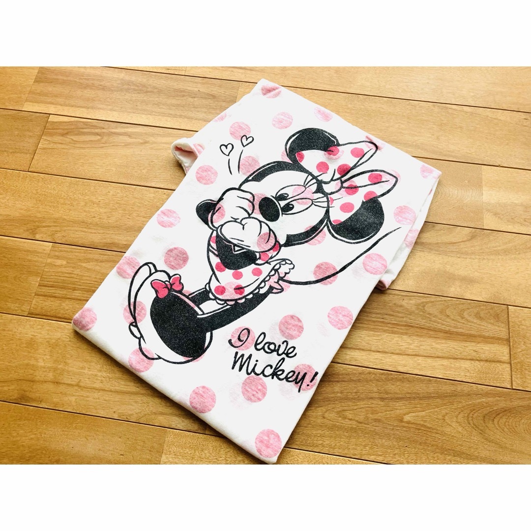 Disney(ディズニー)の【Ladies'】 Disney ミニーマウス ミニーちゃん ホワイト 水玉 レディースのトップス(Tシャツ(半袖/袖なし))の商品写真
