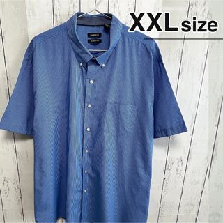 シャツ(shirts)のUSA古着　半袖シャツ　XXL　ブルー　青　チェック柄　VAN HEUSEN(シャツ)