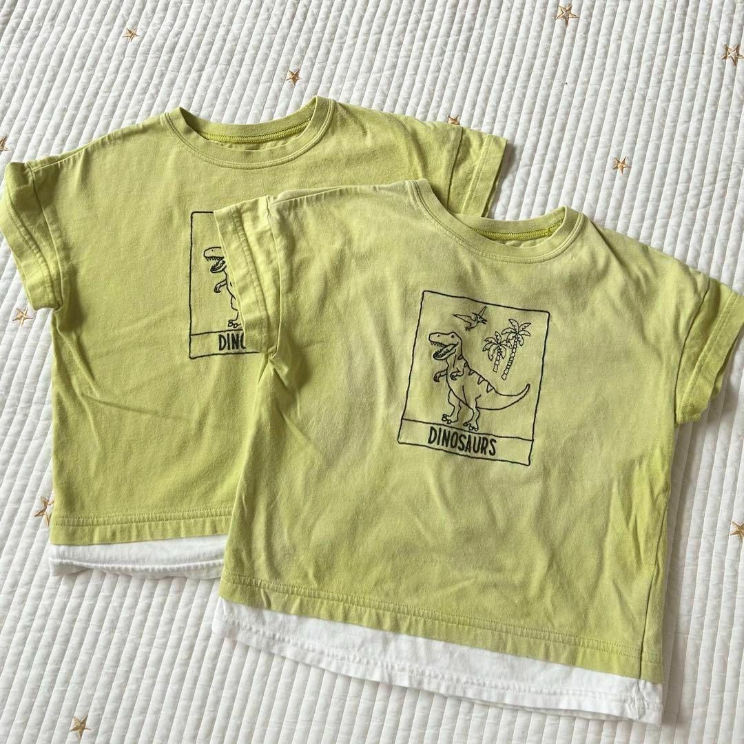 GU(ジーユー)のGU 半袖Tシャツ 2枚組 100 恐竜 男の子 キッズ/ベビー/マタニティのキッズ服男の子用(90cm~)(Tシャツ/カットソー)の商品写真