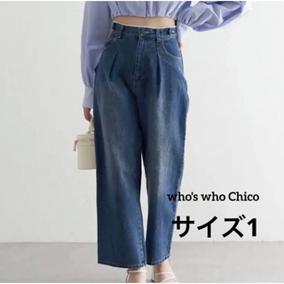 who's who Chico - chico チコ　タックワイドデニムパンツ　1 M L フーズフーチコ　ジーンズ