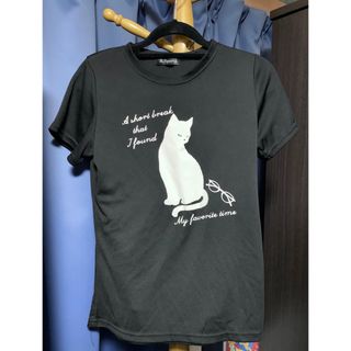 Tシャツ カットソー 黒 ブラック M 半袖 猫(Tシャツ(半袖/袖なし))