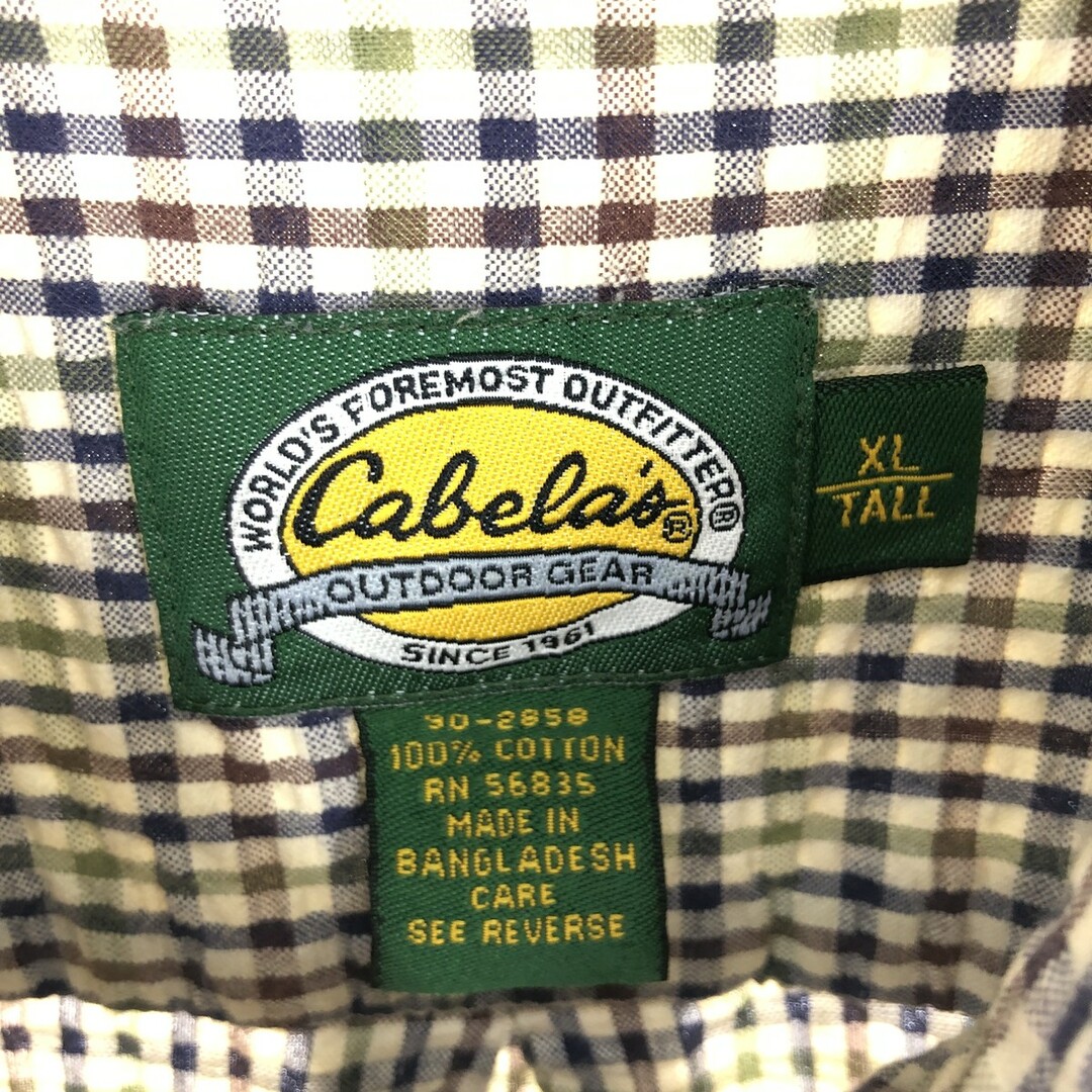 古着 90年代 カベラス Cabelas シアサッカー 半袖 ボタンダウン チェックシャツ メンズXL ヴィンテージ /eaa441431 メンズのトップス(シャツ)の商品写真