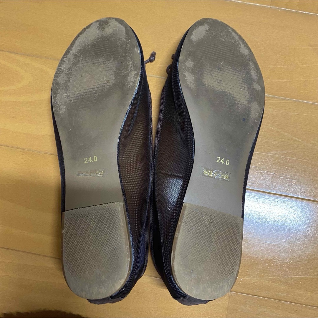 SLOBE IENA(スローブイエナ)のスローブイエナ シアー チュール バレエ フラットシューズ ブラウン 24cm レディースの靴/シューズ(バレエシューズ)の商品写真