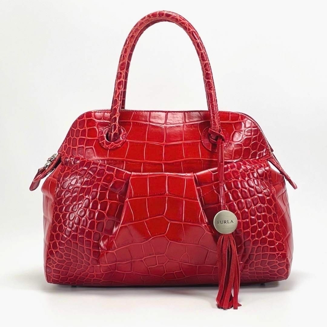 FURLA - 【極美品】FURLA クロコ型押し トートバッグ FURLA - 【極美品】FURLA クロコ型押し トートバッグ