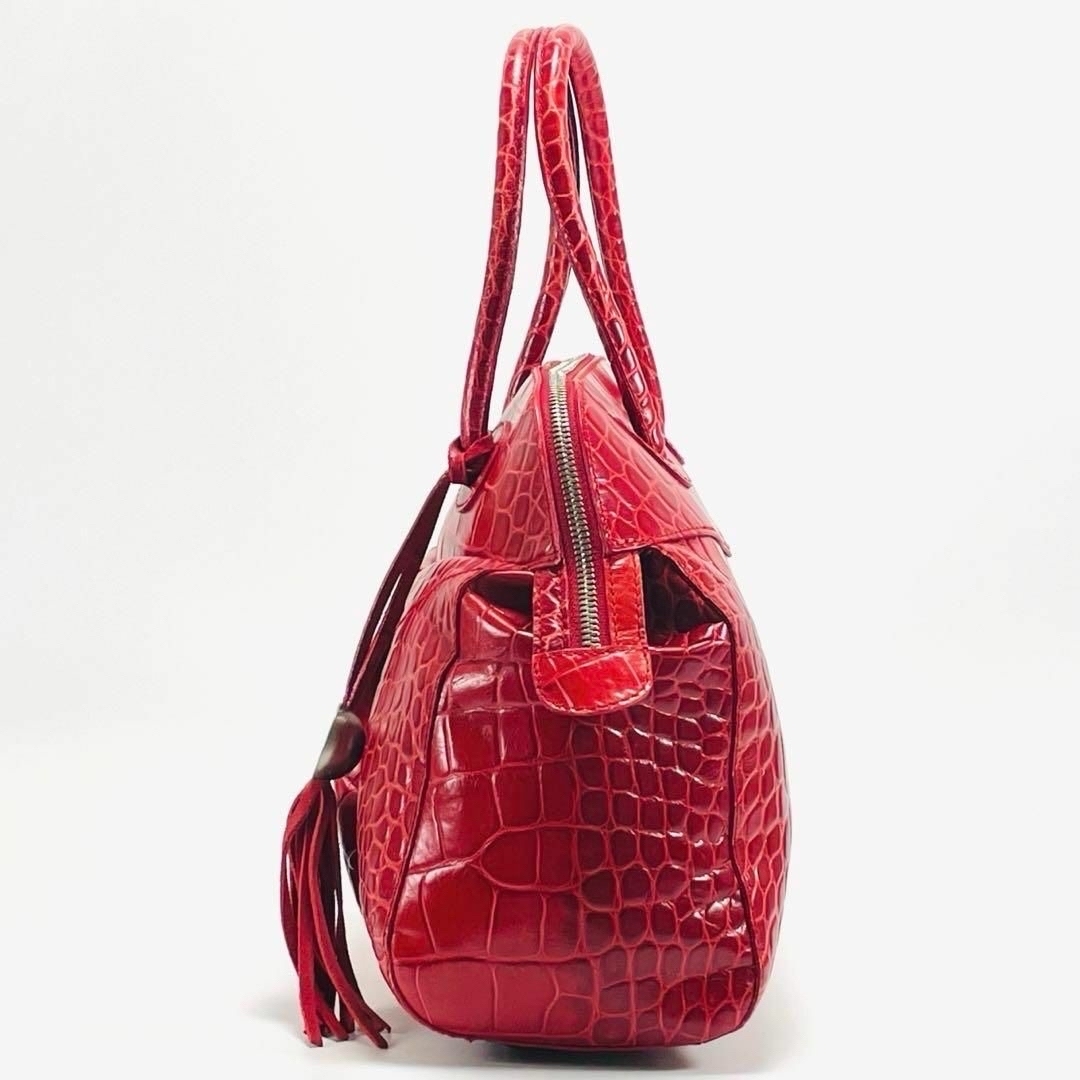 極美品】FURLA クロコ型押し トートバッグ ハンドバッグ A4 保存袋 極美品】FURLA クロコ型押し トートバッグ ハンドバッグ A4 保存袋