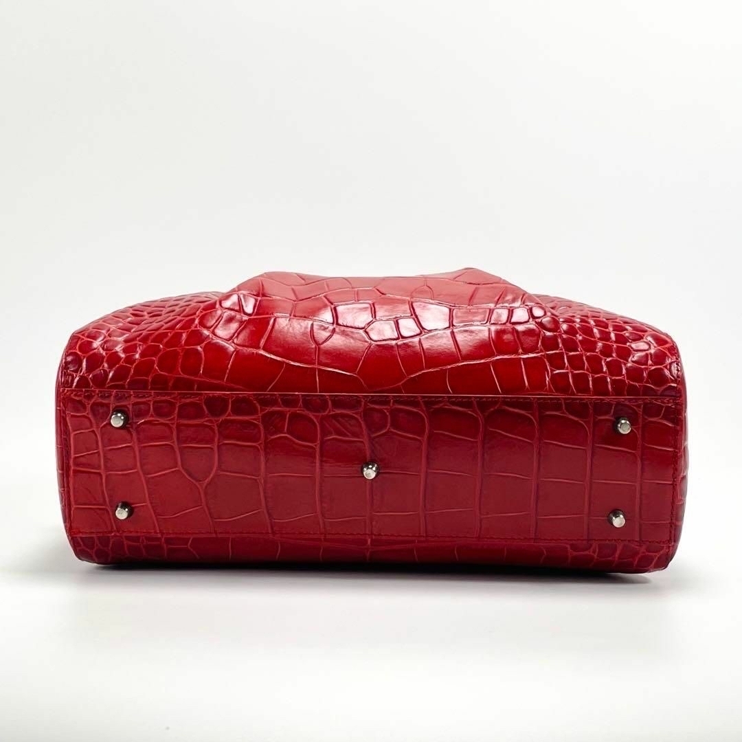 極美品】FURLA クロコ型押し トートバッグ ハンドバッグ A4 保存袋 極美品】FURLA クロコ型押し トートバッグ ハンドバッグ A4 保存袋