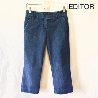 EDITOR ストレッチ クロップドパンツ パンツ エディター ネイビー デニム(カジュアルパンツ)