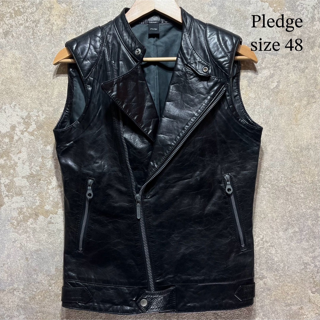 Pledge - Pledge プレッジ レザーベスト ライダースベストの通販 Pledge - Pledge プレッジ レザーベスト ライダースベストの通販