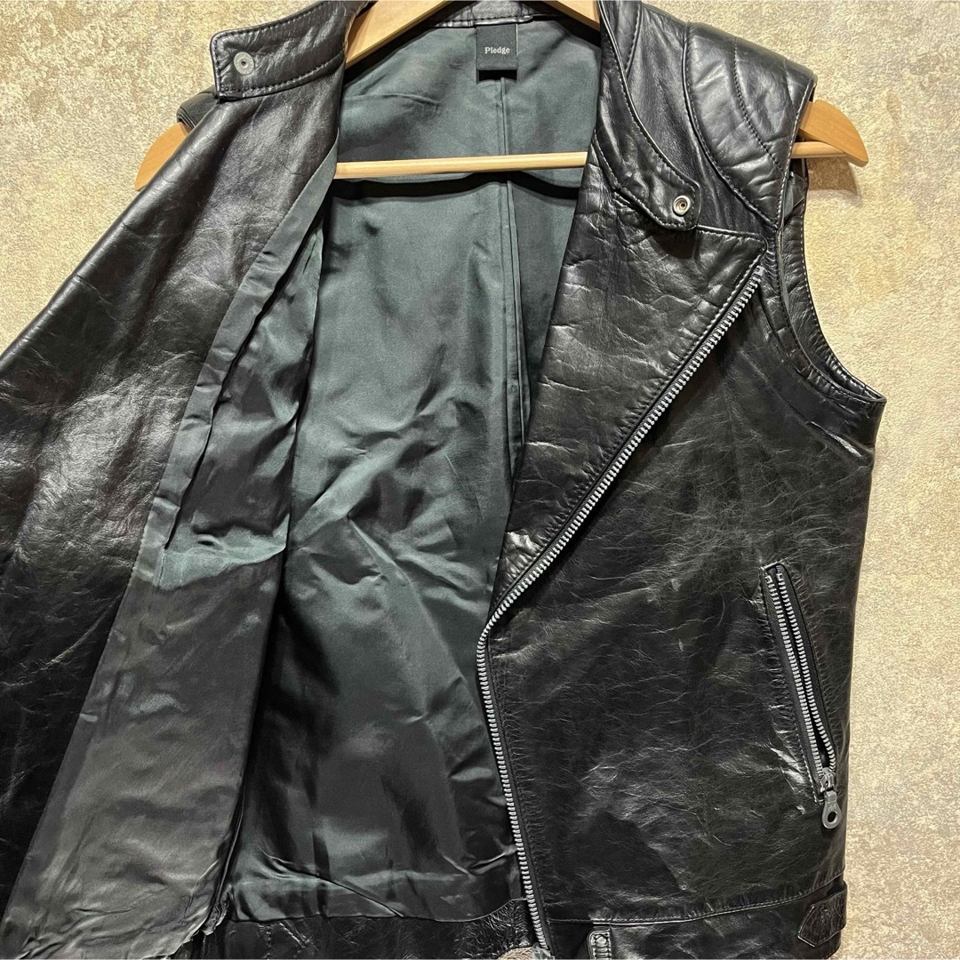 Pledge - Pledge プレッジ レザーベスト ライダースベストの通販 Pledge - Pledge プレッジ レザーベスト ライダースベストの通販