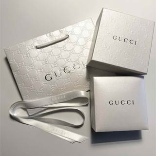 グッチ(Gucci)のGUCCI グッチ ショッパー 紙袋・空箱・リボン セット ホワイト  GG柄(ショップ袋)