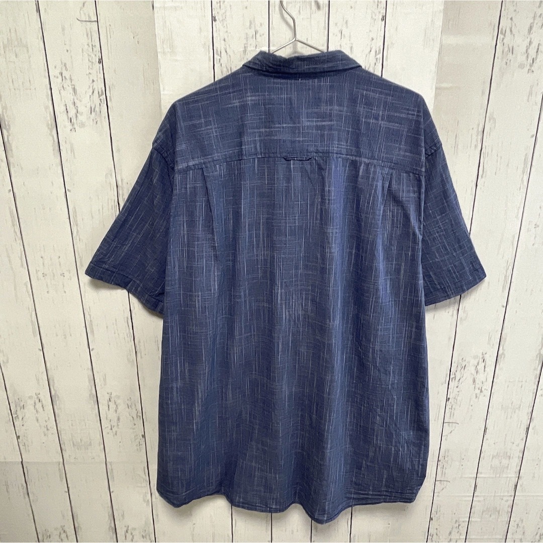 shirts(シャツ)のUSA古着　半袖シャツ　3XL　ブルー　青　ネイビー　杢カラー　オーバーサイズ メンズのトップス(シャツ)の商品写真
