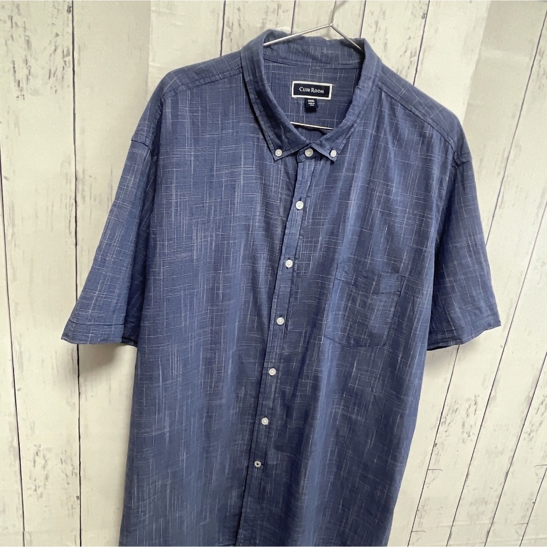 shirts(シャツ)のUSA古着　半袖シャツ　3XL　ブルー　青　ネイビー　杢カラー　オーバーサイズ メンズのトップス(シャツ)の商品写真