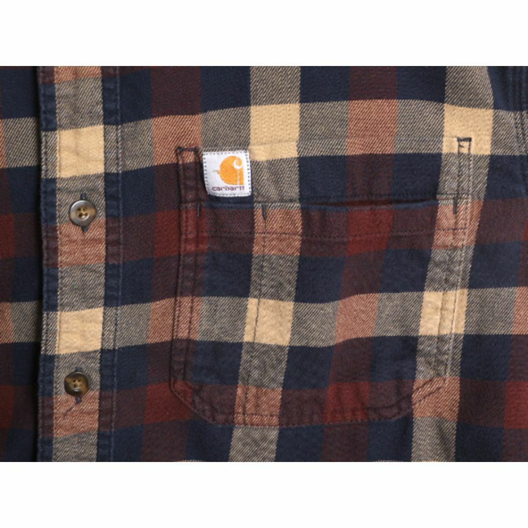 US企画 カーハート チェック 長袖 フランネル ボタンダウン シャツ メンズ М / Carhartt ネルシャツ 長袖シャツ ストレッチ マルチカラー メンズのトップス(シャツ)の商品写真