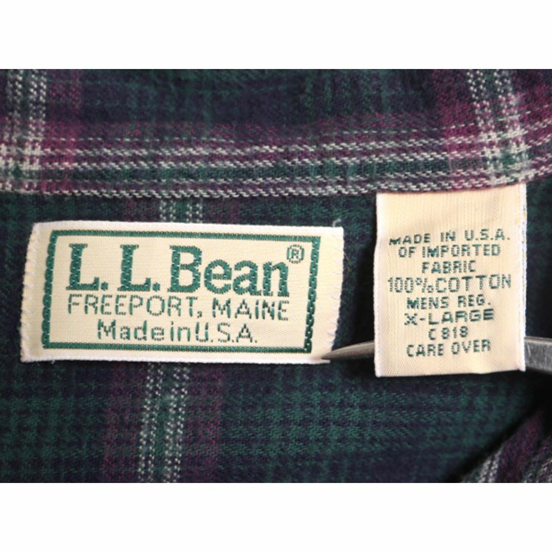 L.L.Bean(エルエルビーン)の80's USA製 エルエルビーン チェック ボタンダウン フランネル 長袖 シャツ メンズ XL / LLBEAN 80年代 ヴィンテージ LLビーン ネルシャツ メンズのトップス(シャツ)の商品写真