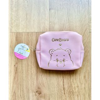 ケアベア(CareBears)のケアベア スクエアポーチ ピンク  韓国限定【新品】(キャラクターグッズ)