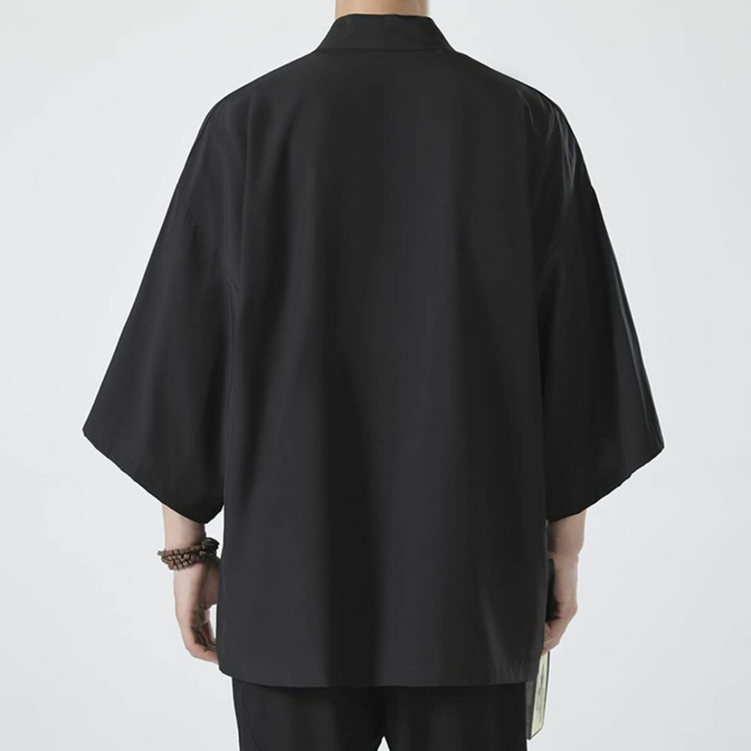[Yezai] メンズ 夏服 和式カーディガン メンズ 無地 羽織 七分袖 半袖 メンズのファッション小物(その他)の商品写真