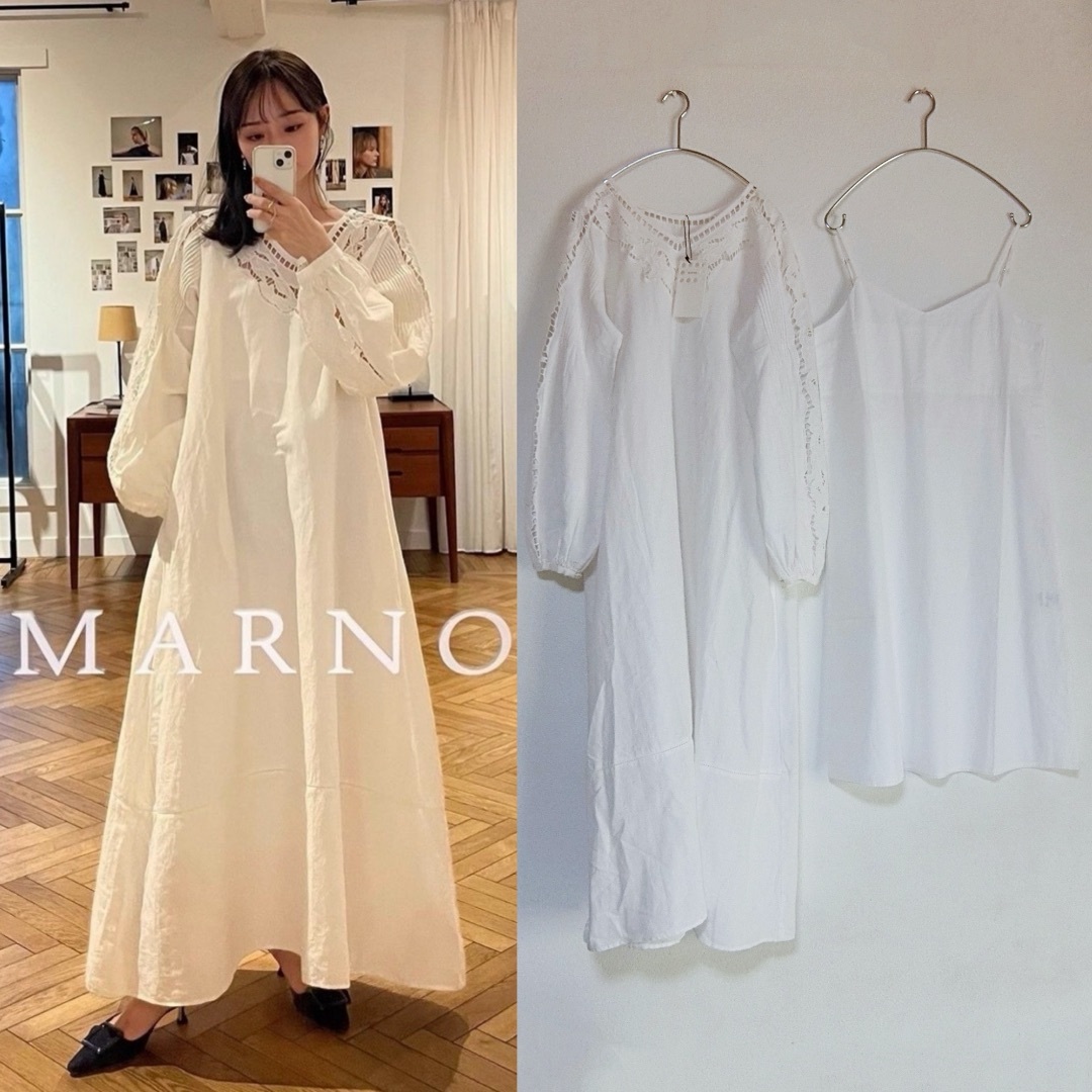 未使用タグ付き　MARNO　Lucie dress　White レディースのワンピース(ロングワンピース/マキシワンピース)の商品写真