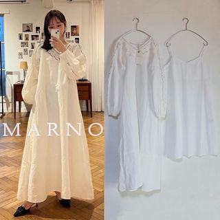 未使用タグ付き　MARNO　Lucie dress　White(ロングワンピース/マキシワンピース)