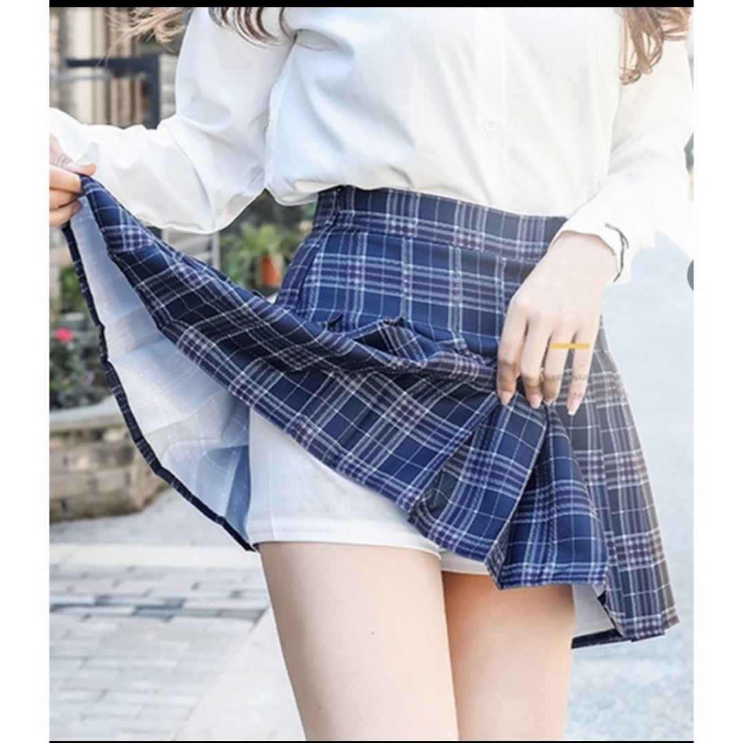 ハイウエスト チェック プリーツ ミニ スカート インナー レディースのスカート(ミニスカート)の商品写真