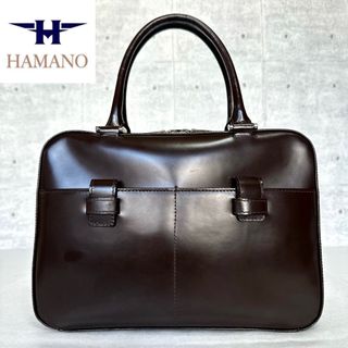 ハマノヒカクコウゲイ(濱野皮革工藝/HAMANO)のHAMANO ハマノ 濱野皮革工藝 カーフレザー ダークブラウン ボストンバッグ(ハンドバッグ)