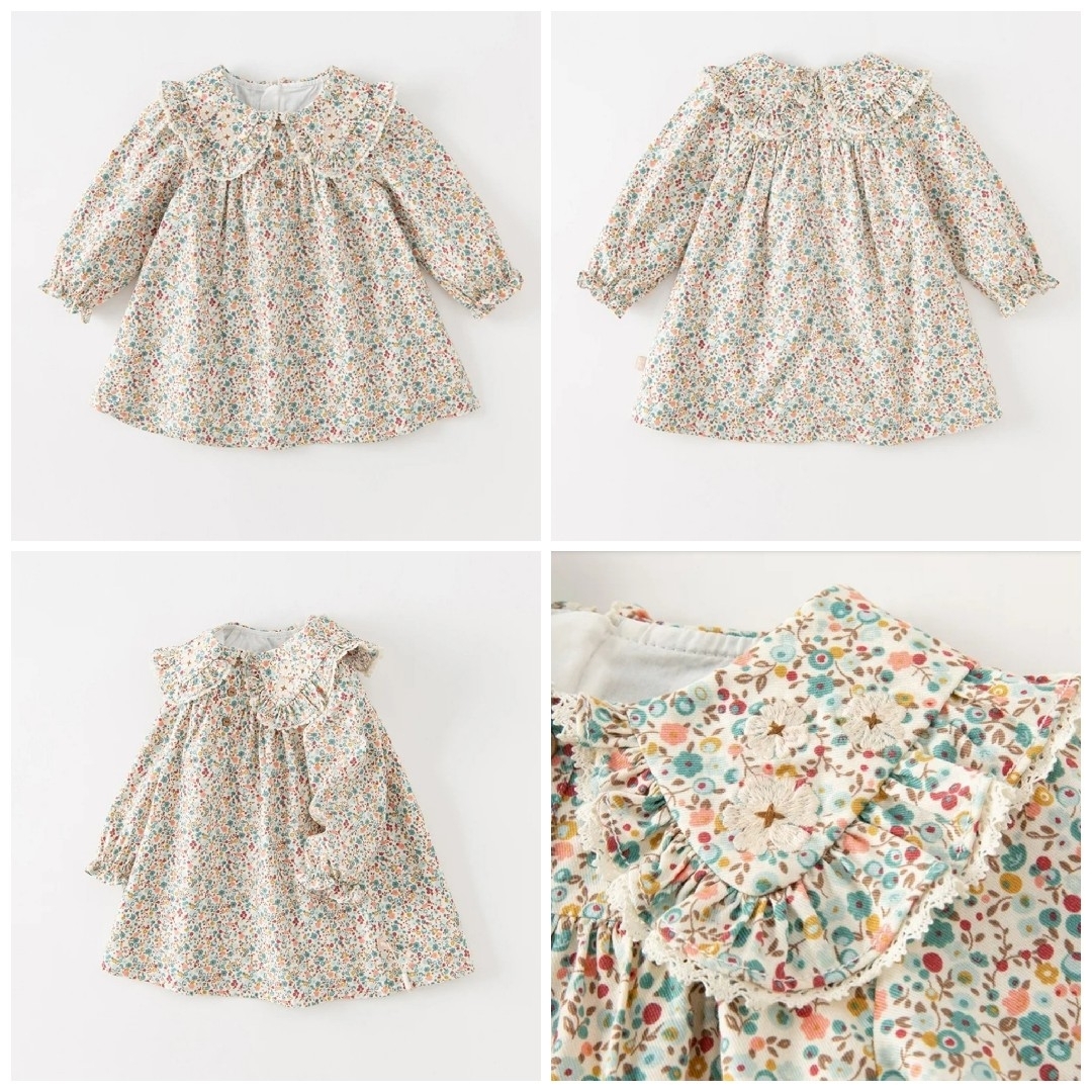 PETIT BATEAU(プチバトー)の未使用に近い♡デイブアンドベラ 110 花柄 長袖 襟つき ワンピース キッズ/ベビー/マタニティのキッズ服女の子用(90cm~)(ワンピース)の商品写真