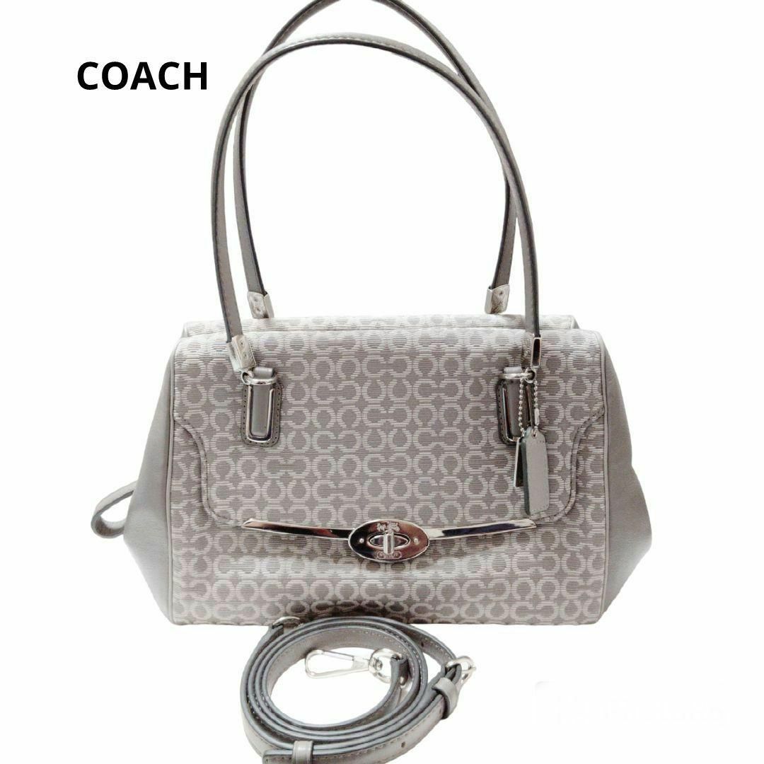 COACH(コーチ)の美品　COACH　ショルダーバッグ　オプアート　グレイ　2way 保存袋 レディースのバッグ(ショルダーバッグ)の商品写真