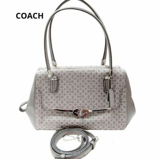 コーチ(COACH)の美品　COACH　ショルダーバッグ　オプアート　グレイ　2way 保存袋(ショルダーバッグ)